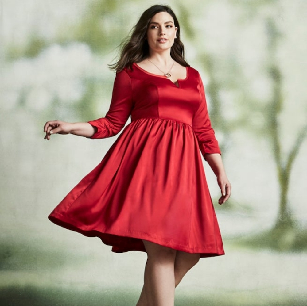 TORRID OUTLANDER CLAIRE RED SATIN SWING DRESS